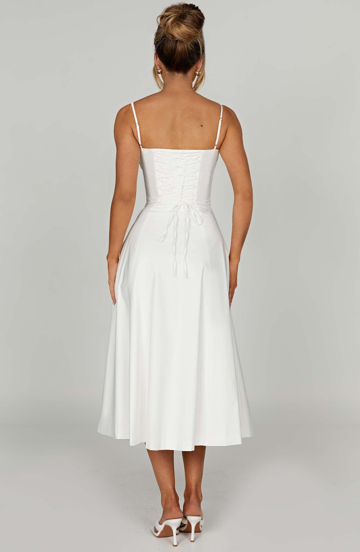 Corset Bodice Sweetheart Cami Strap High Split Midi Dress 6