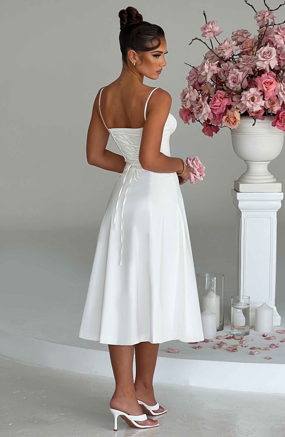 Corset Bodice Sweetheart Cami Strap High Split Midi Dress 2