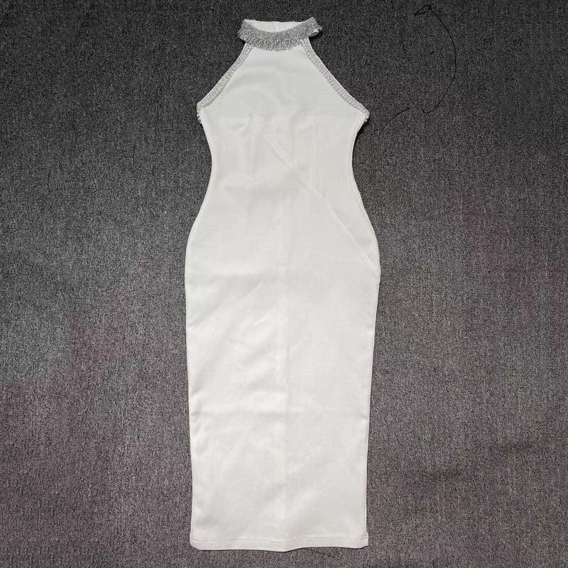 Deborah Embellished Glitter Halter Neck Midi Dress