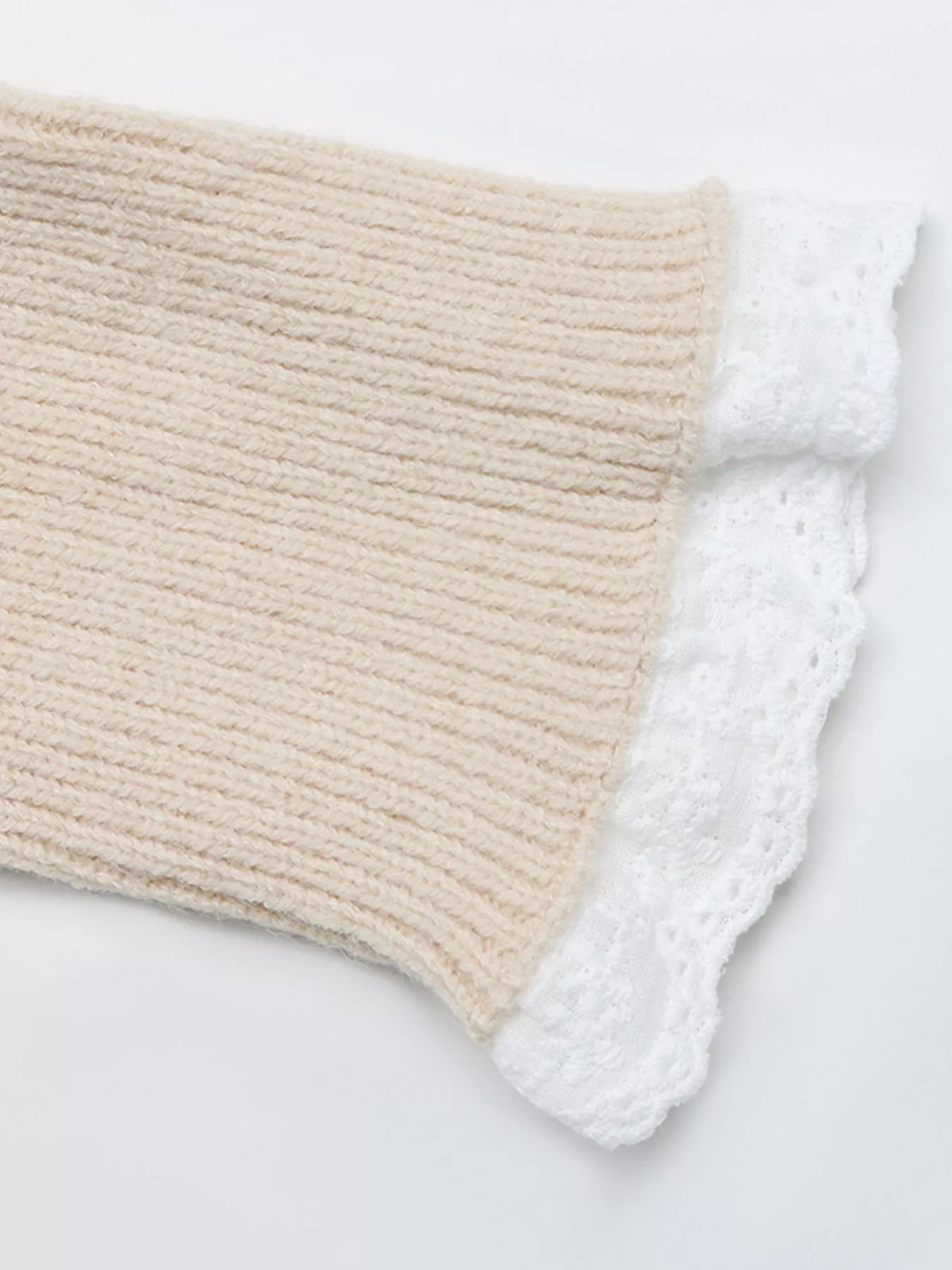 Cable Knit Raglan Long Sleeve Lace Trim Mini Sweater Dress 10