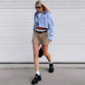 Dark Wash Graceful Y2K Boyfriend Jeans M / Blue Blouses