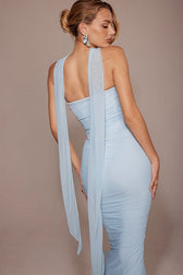 Tie Waist Sling Embroidered Mermaid Lace Dress 3