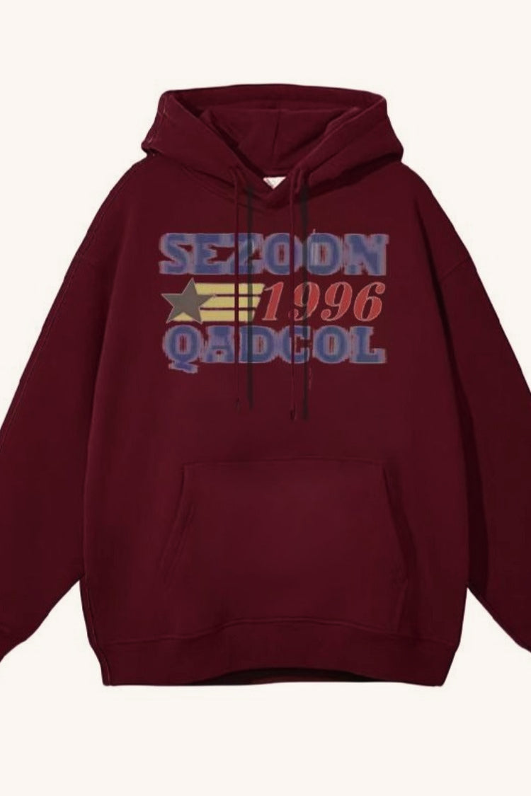 Retro Letter Print Hoodie