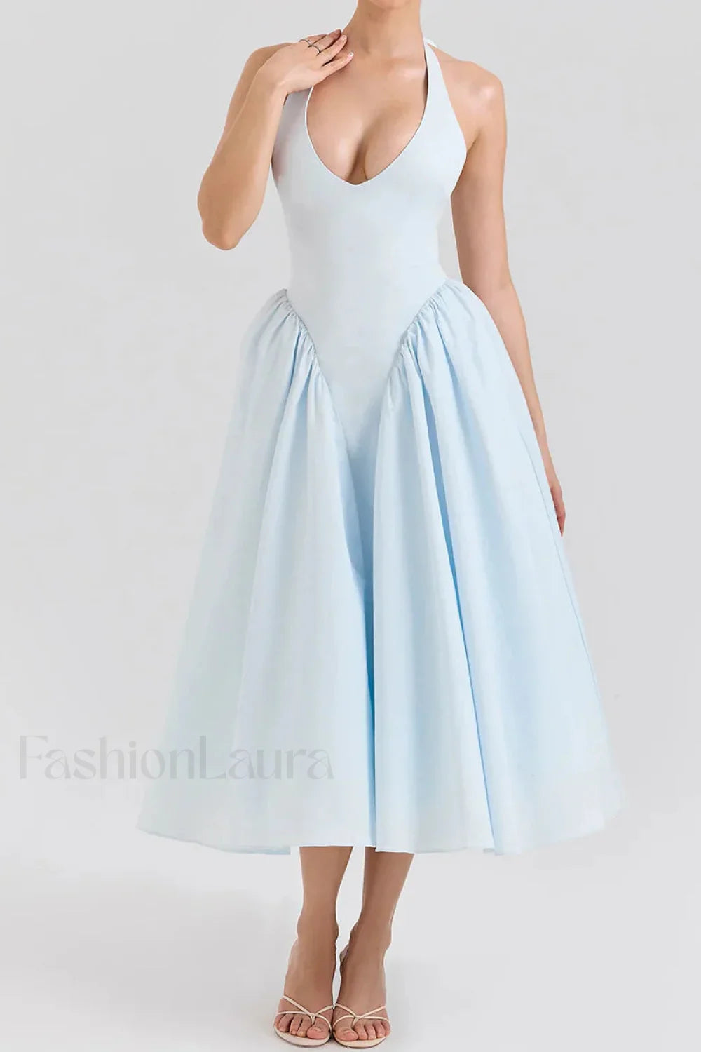 Deep V-Neck Backless Pure Desire White Slim Fit Maxi Dress