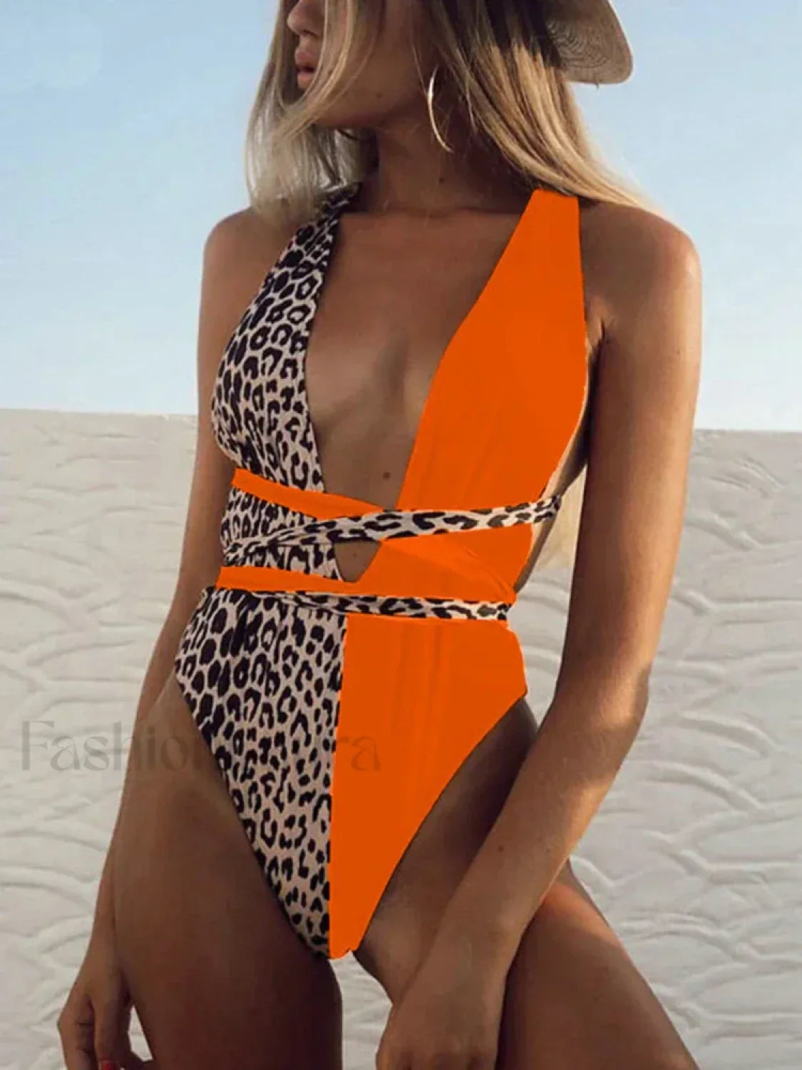 Deep V Neck Lace Up Slim One Piece color22 / S