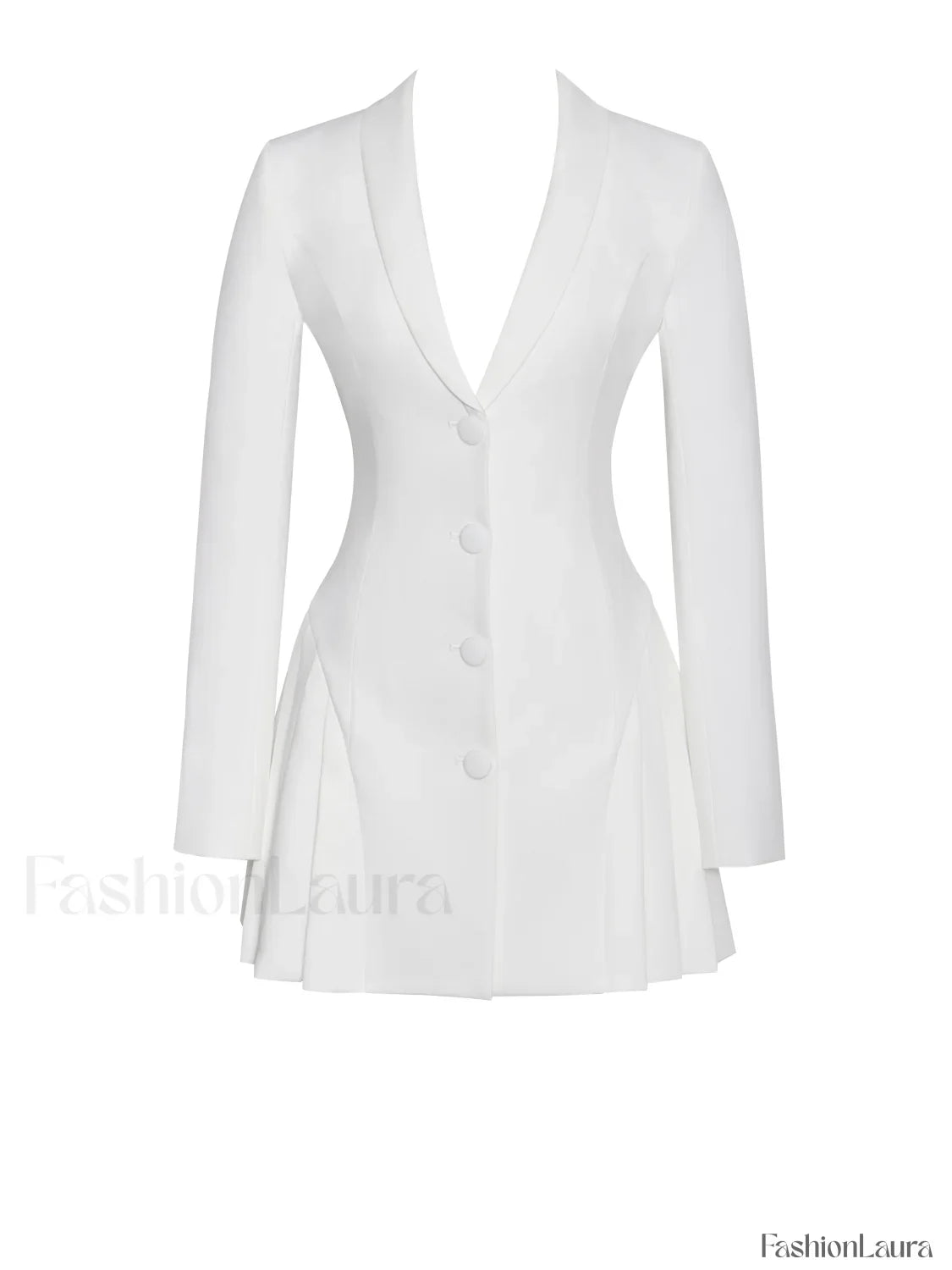 Delia White Blazer Charming Dress with Pleated Detail