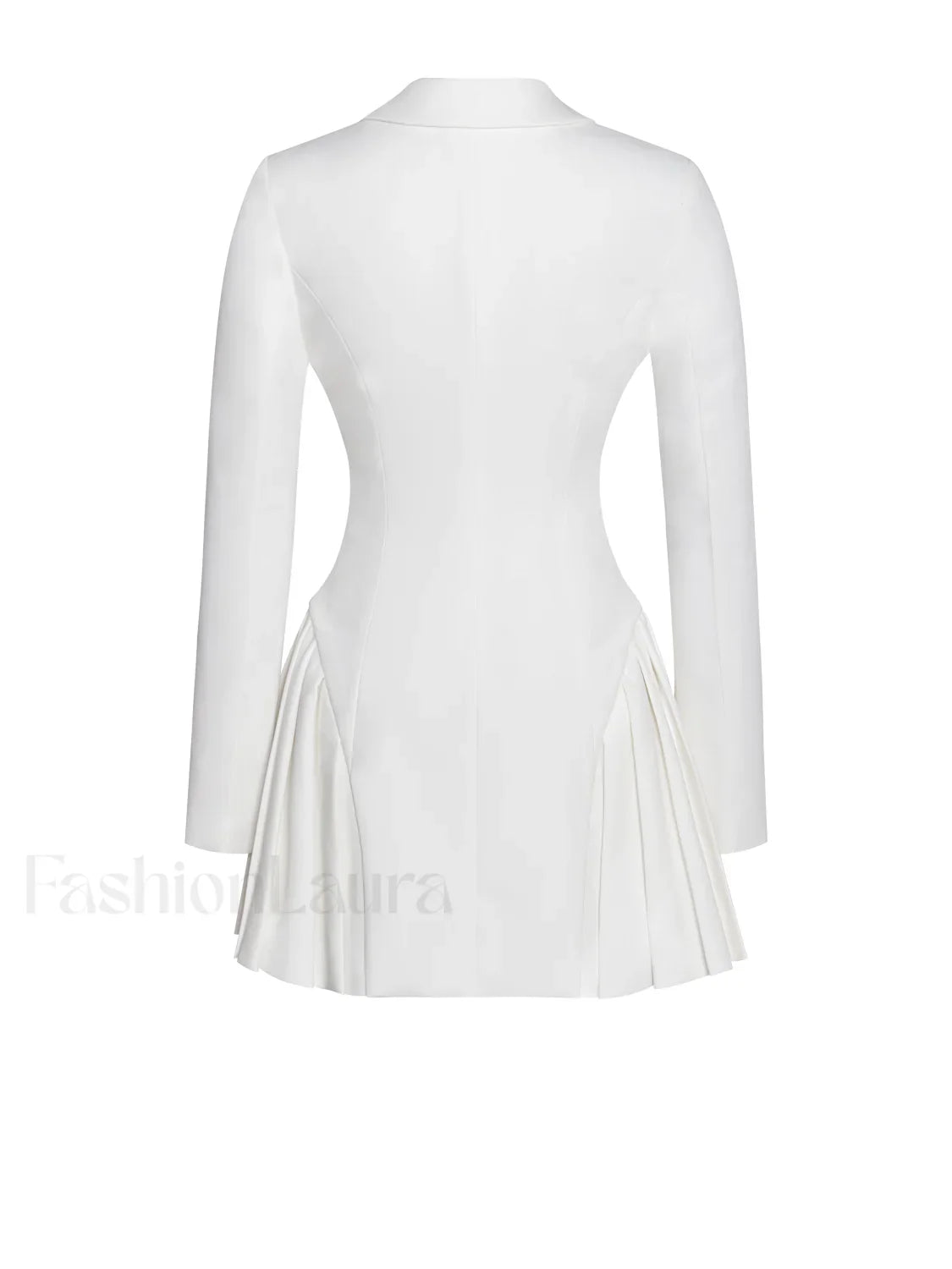 Delia White Blazer Charming Dress with Pleated Detail