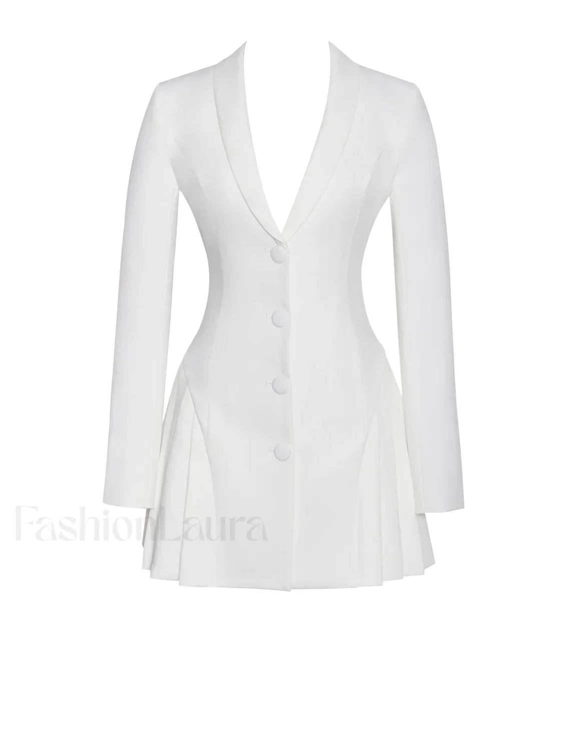 Delia White Blazer Charming Dress with Pleated Detail