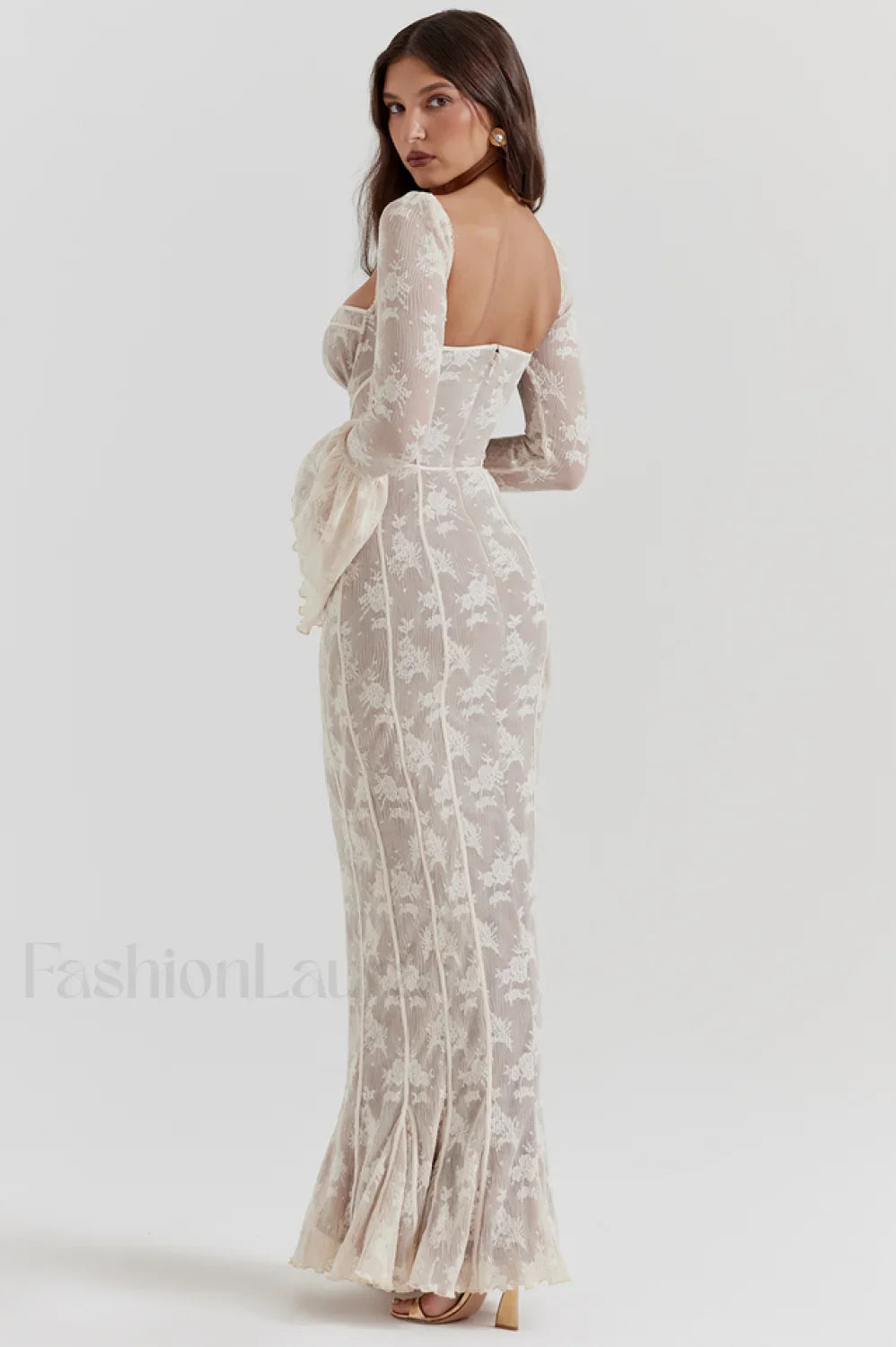 Delilah Vintage Cream Charming Lace Maxi Dress