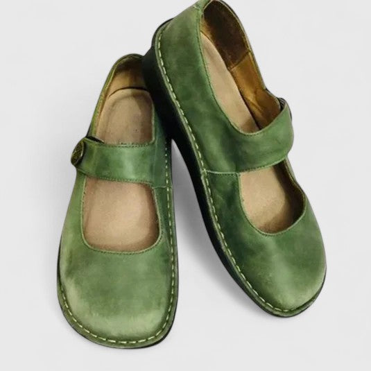 Square Toe Buckle Strap Mary Jane Flats