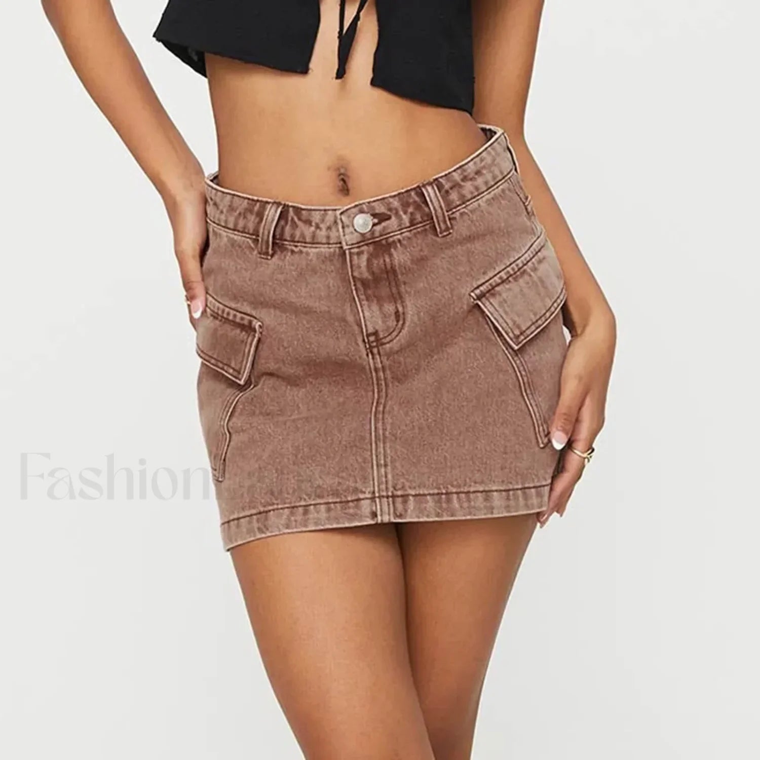 Denim Cargo Pocket Vintage Skirt