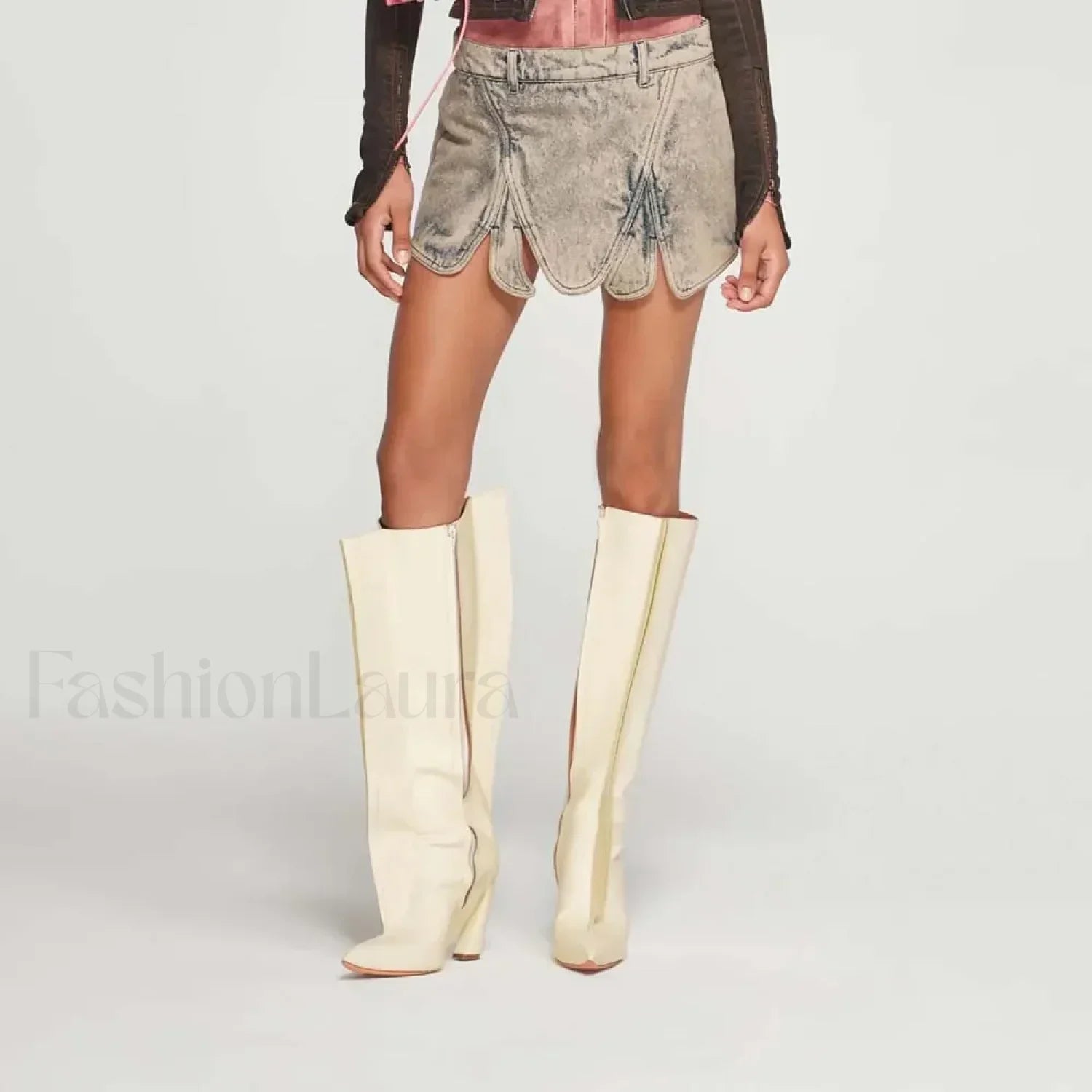 Denim Irregular Slit Vintage Skirt