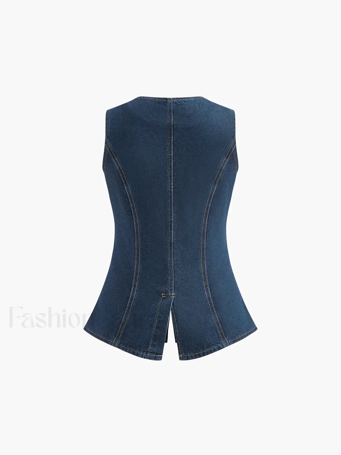 Denim Peplum Vest With Shorts Set