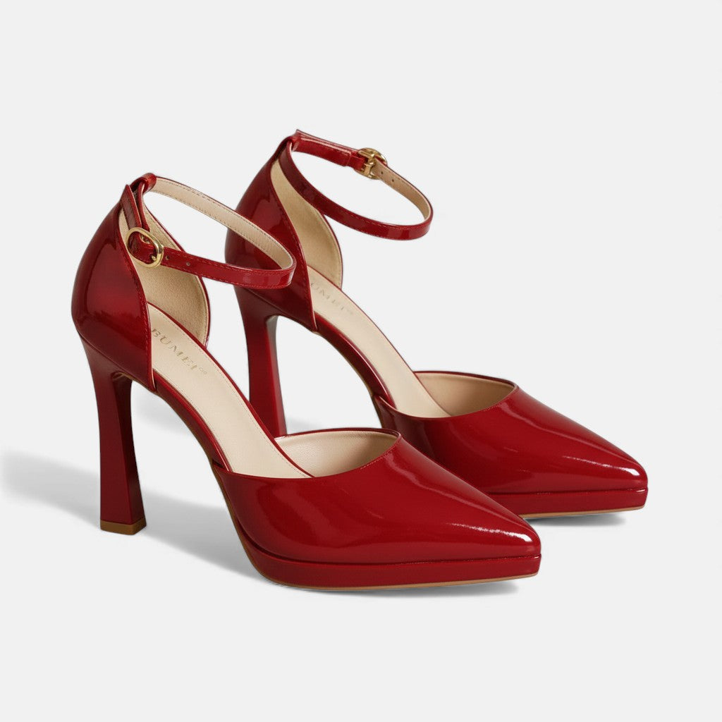 Pointed Toe Ankle Strap Platform Stiletto Pumps