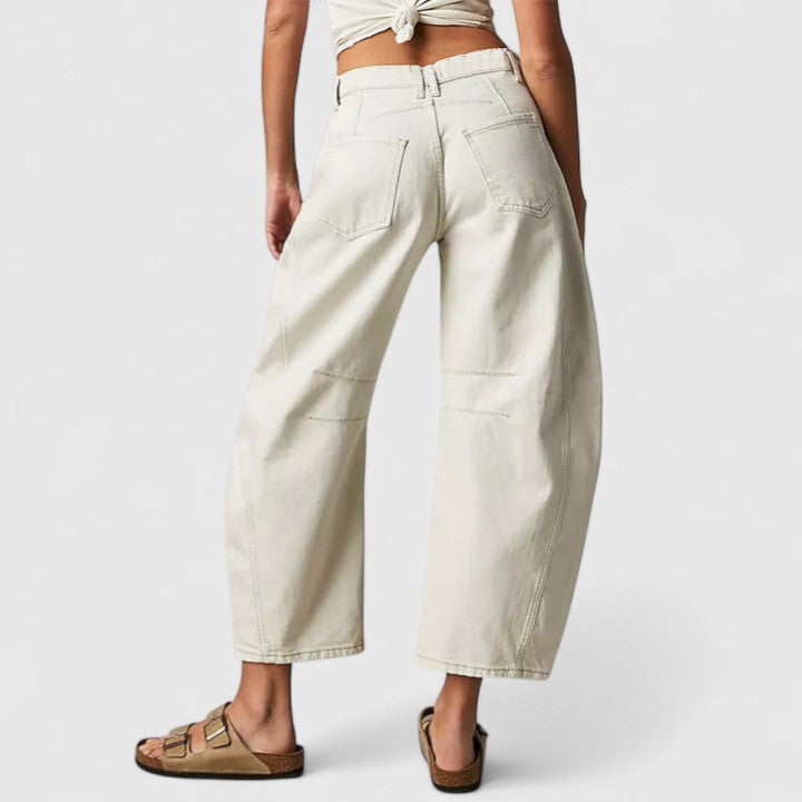 High Waist Faded Barrel Leg Jeans