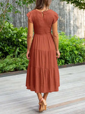 Smocked Flutter Sleeve Tiered Midi Dress 12