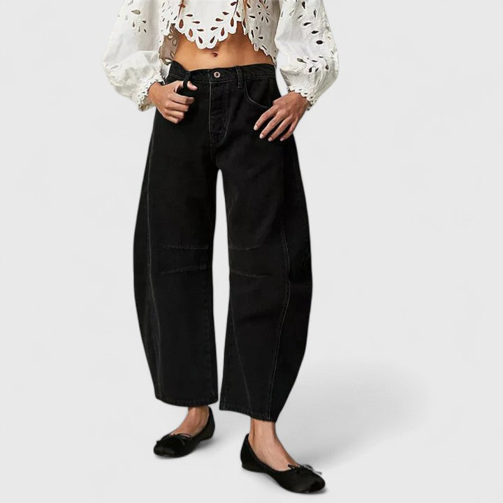 High Waist Faded Barrel Leg Jeans