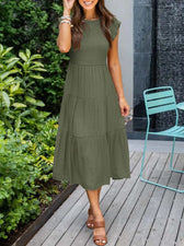 Smocked Flutter Sleeve Tiered Midi Dress 9