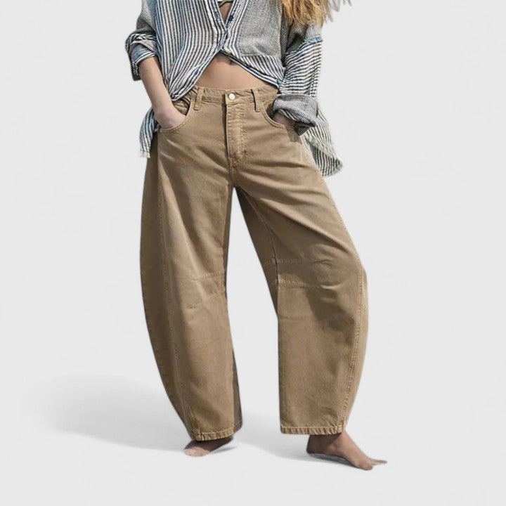 High Waist Faded Barrel Leg Jeans