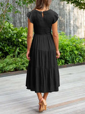 Smocked Flutter Sleeve Tiered Midi Dress 3
