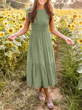Smocked Flutter Sleeve Tiered Midi Dress 6