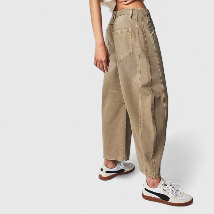 High Waist Faded Barrel Leg Jeans