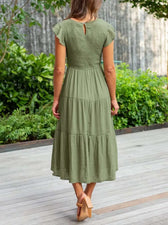Smocked Flutter Sleeve Tiered Midi Dress 8