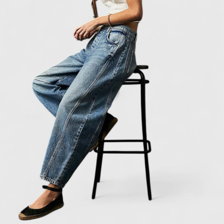 High Waist Faded Barrel Leg Jeans