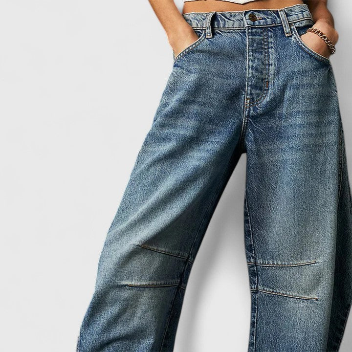 High Waist Faded Barrel Leg Jeans