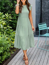 Smocked Flutter Sleeve Tiered Midi Dress 4