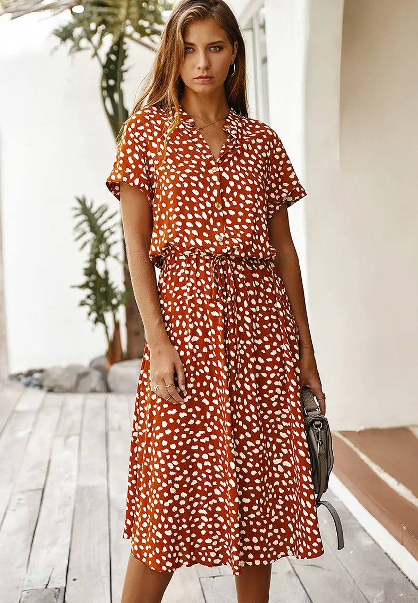 Premium Federica Midi Dress with Short Sleeves Statement Occasion Edit