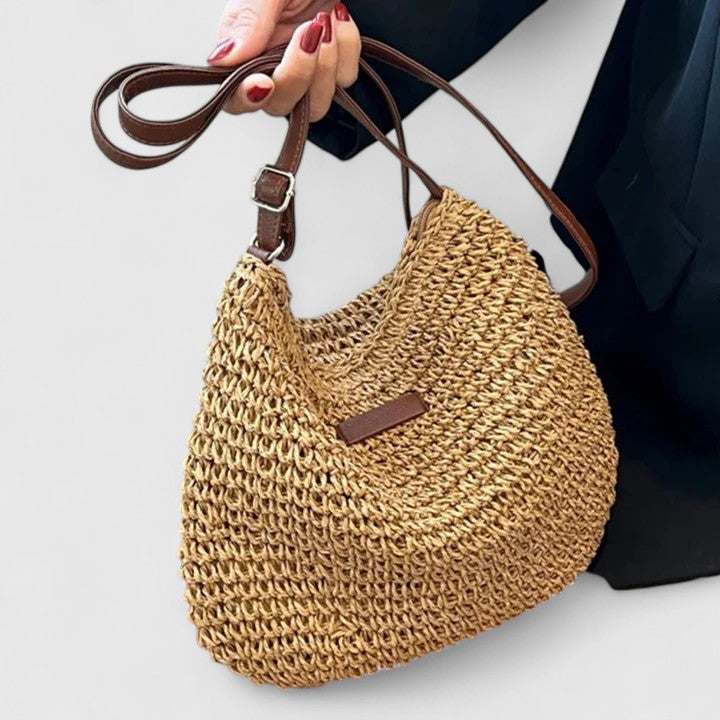 Woven Straw Slouch Shoulder Bag