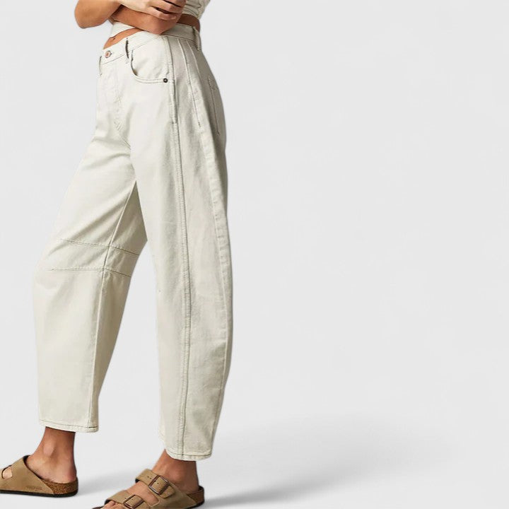 High Waist Faded Barrel Leg Jeans