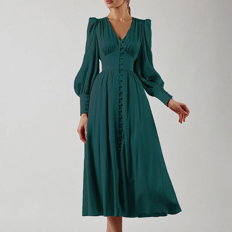 Persia Refined Slit Satin Midi Dress for Women Smart Casual Outfit