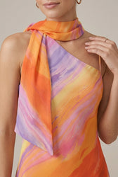 Tie Dye One Shoulder Tie Neck Mini Dress 2