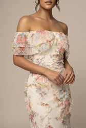 Floral Off Shoulder Ruffle Maxi Dress Wedding Guest 3