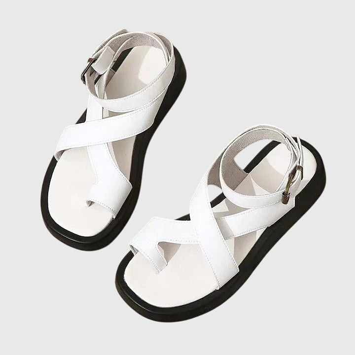 Ankle Strap Buckle Open Toe Platform Flat Sandals