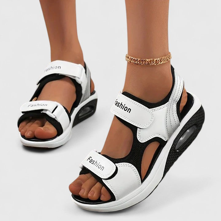 Open Toe Dual Strap Air Cushion Platform Sandals