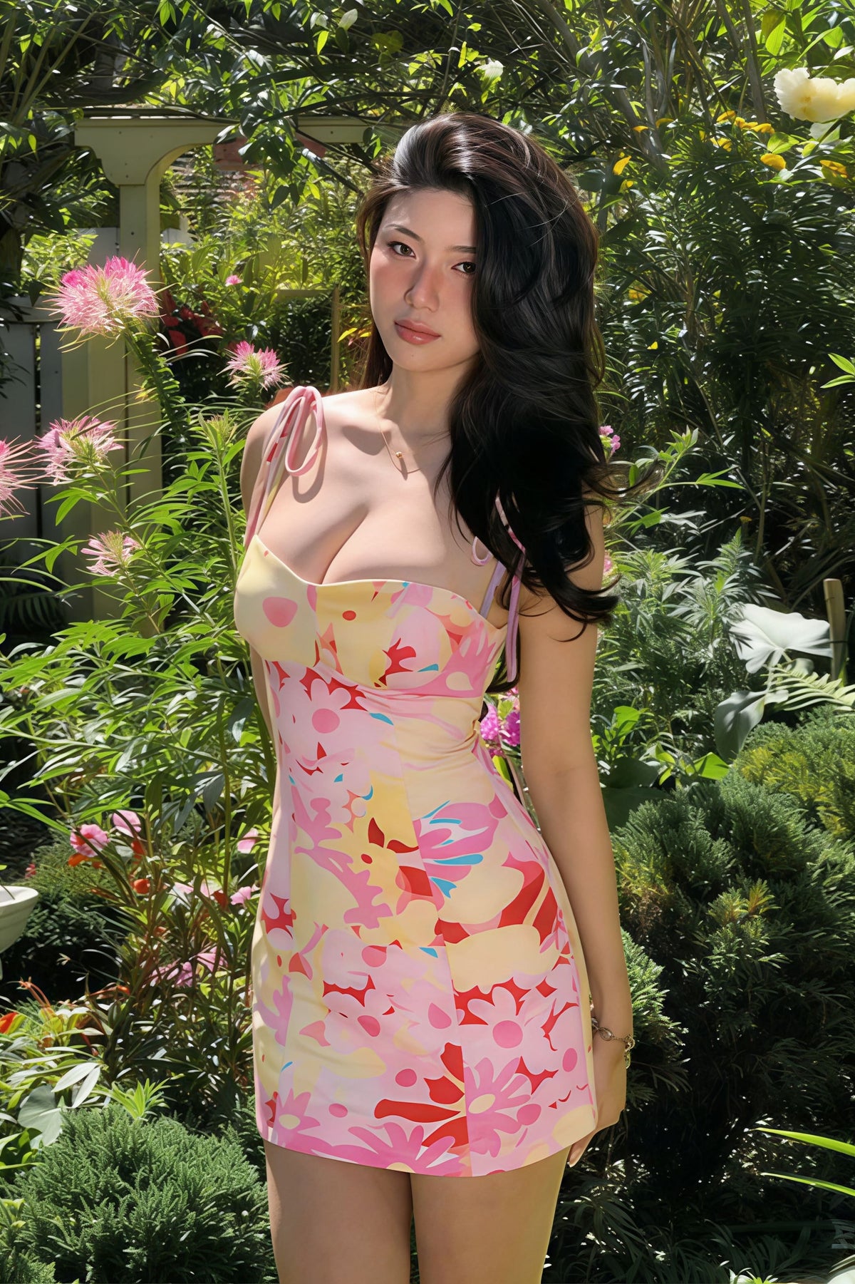 Floral Print Tie Strap Sweetheart Neck Bodycon Mini Dress
