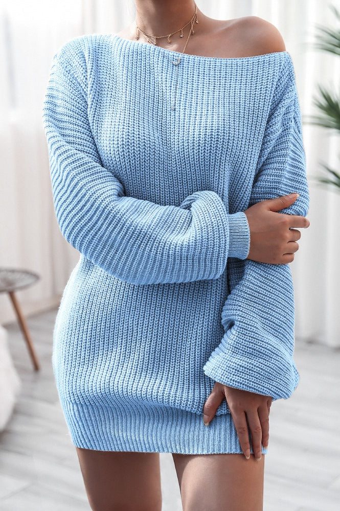 Casual Knit Off Shoulder Sweater Dress