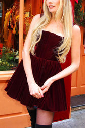 Velvet Sexy Suspender Slim Mini Dress - View 2
