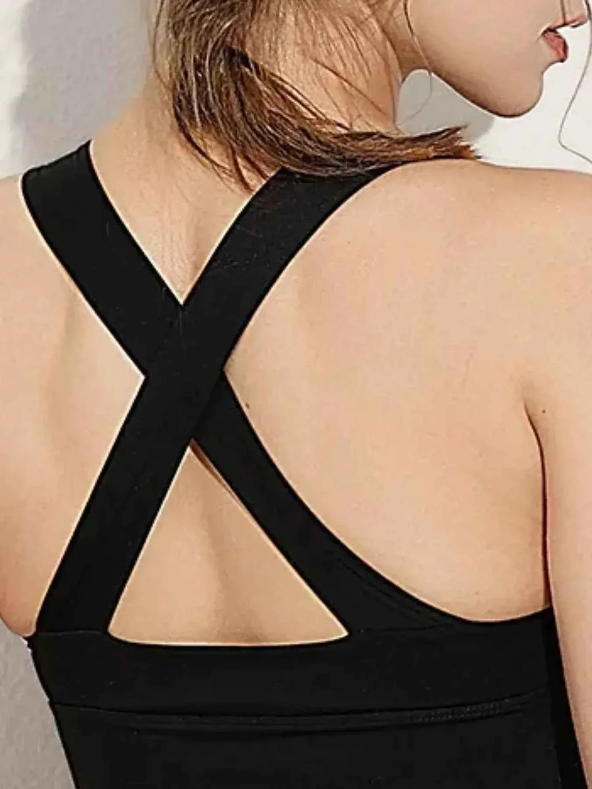 Zip Front Wide Strap Longline Sports Bra Tank Top 12