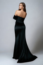 Solid Satin Off-Shoulder High-Waist Mermaid Silk Dress 8