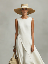 Sleeveless Draped Panel Maxi Dress Summer 3
