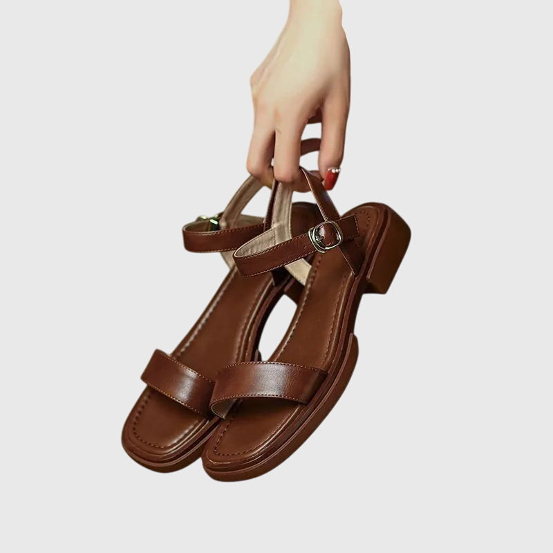 Open Toe Double Band Ankle Strap Flat Sandals