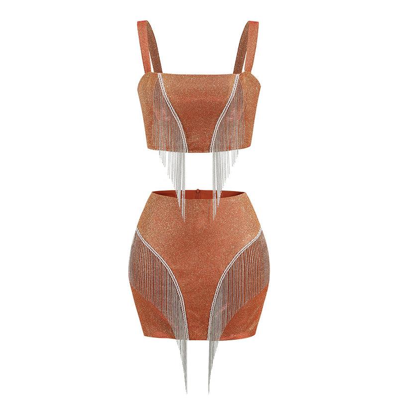 Dianna Tassel Trim Skirt Set