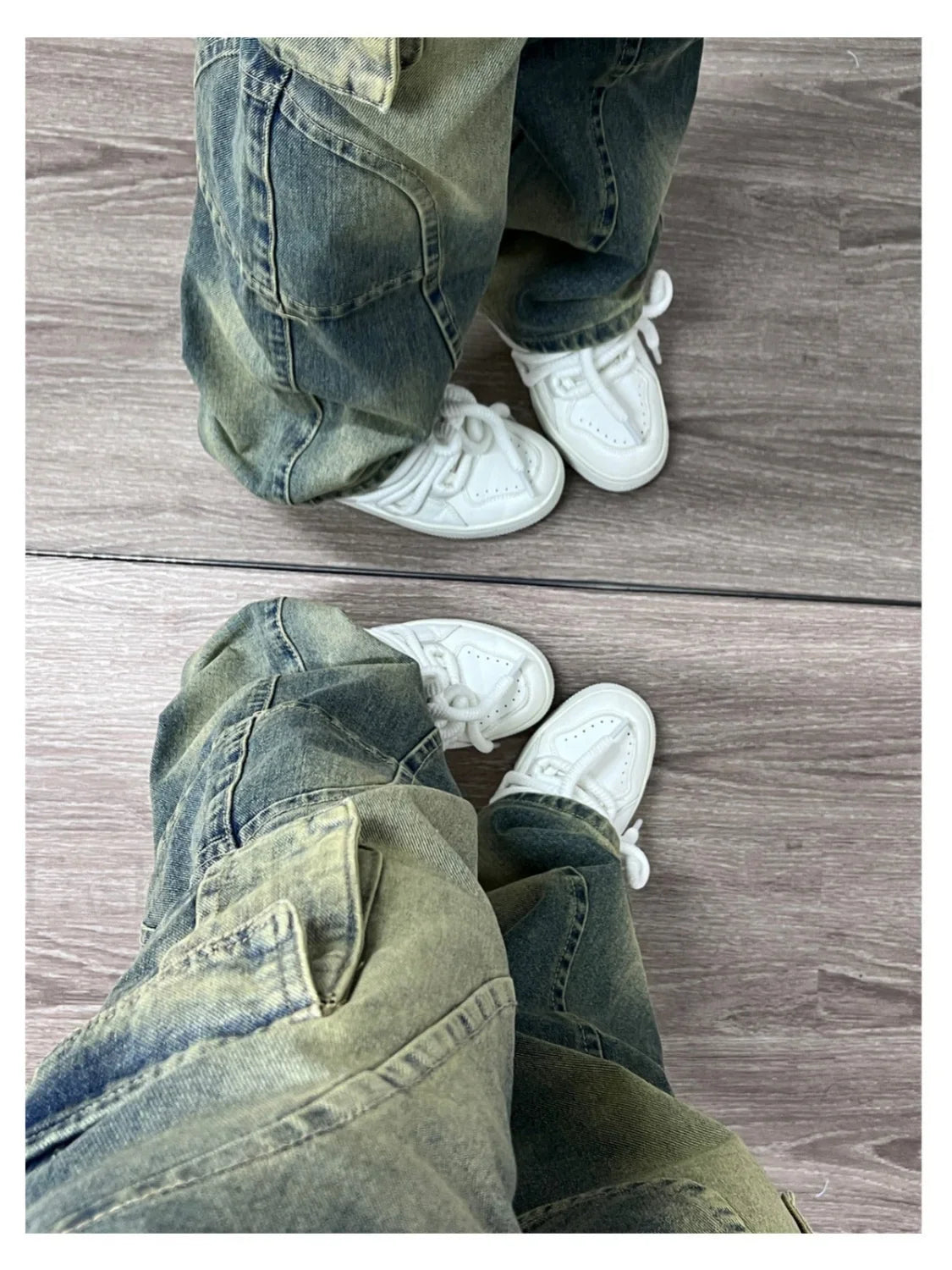 Distressed Big Graceful Pocket Cargo Jeans
