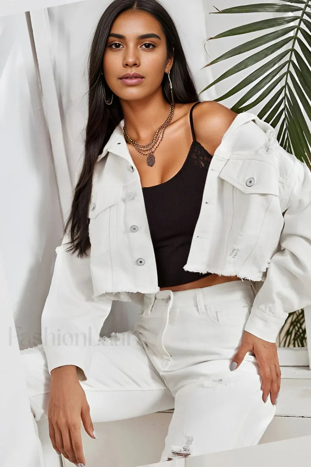 Distressed Raw Hem Denim Jacket