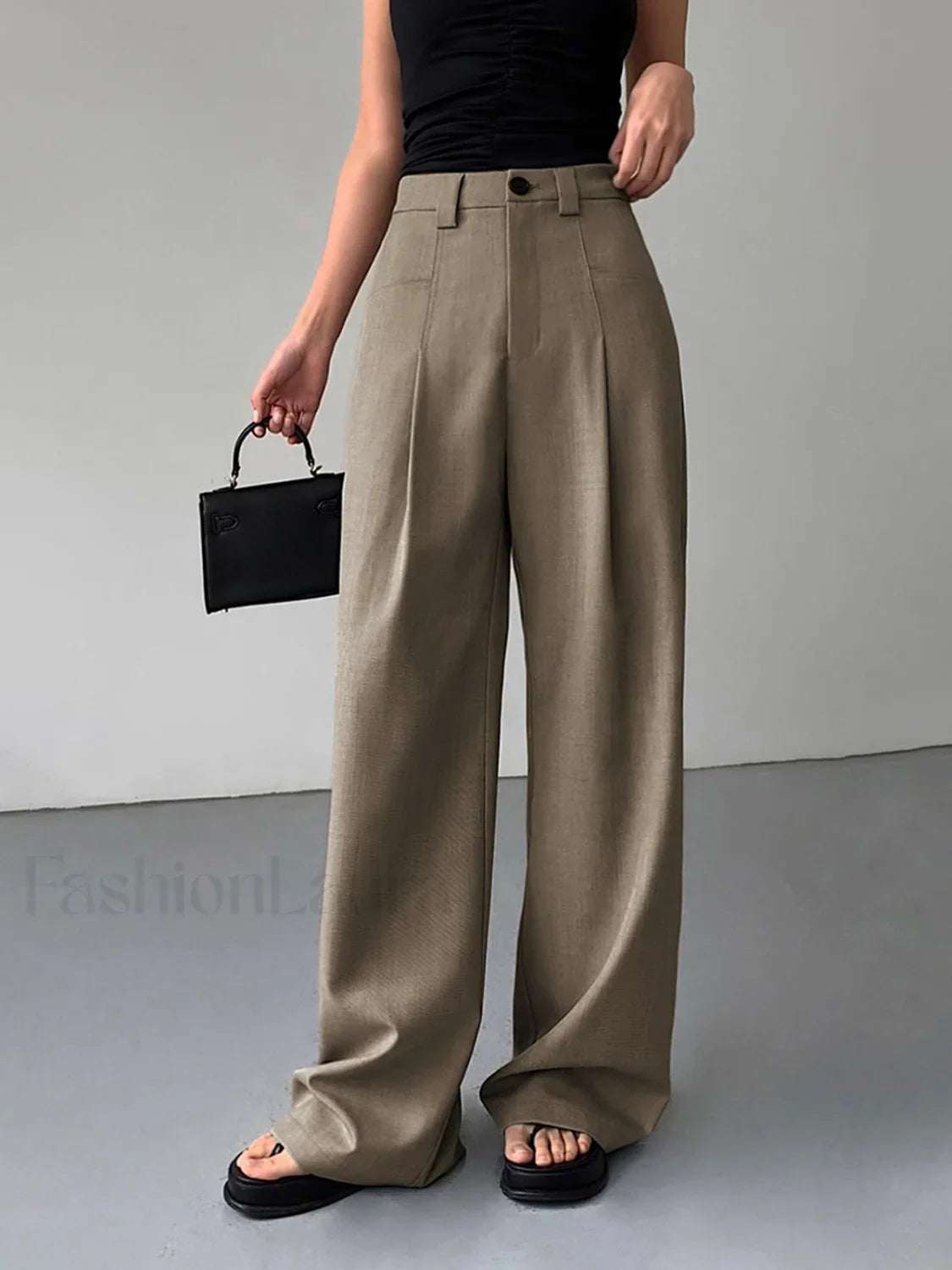 Divine Pleat Wide Leg Dress Pants Khaki / XS Pants