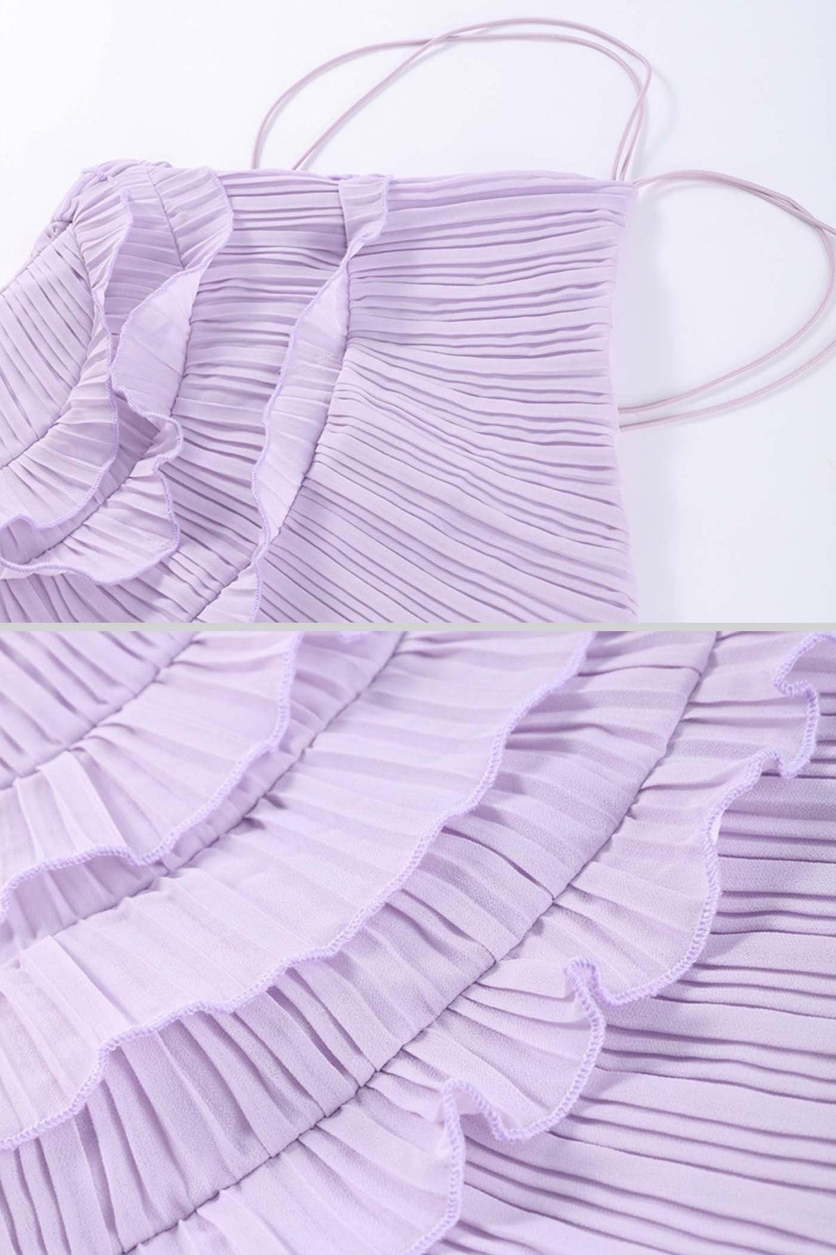 Pleated Halter Neck Cascading Ruffle High Split Maxi Dress 12